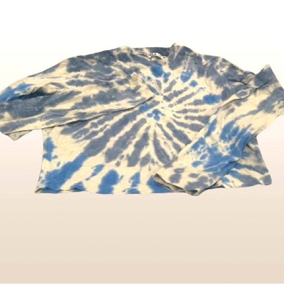 PAM & GELA blue & white, cropped, ltie-dye top. Size P - Picture 1 of 9
